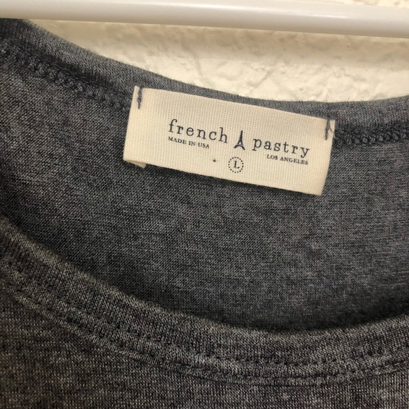 FRENCH PASTRY Gray T-Shirt Thin Soft Lightweight Heart Pocket NWT - Picture 6 of 11